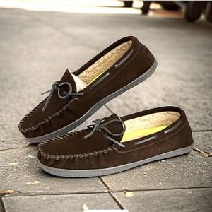 New Florsheim Men's Cozzy Moc Toe Slippers Shoes Size 11 Suede‎ Leather Upper